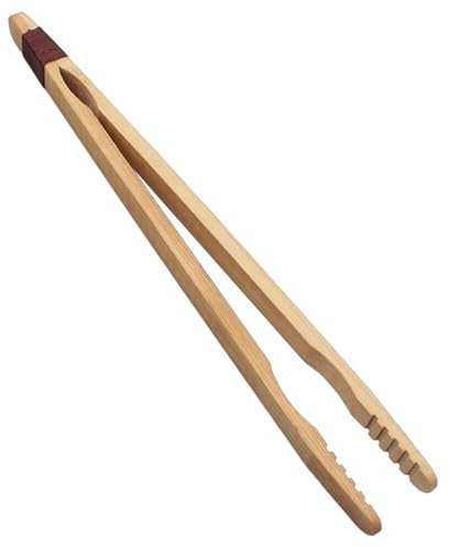 Pinze di bambù,Avvolto corda Pinze,Pinza da Cucina Bambu,Pinze in legno,Toast in Legno pinze,Pinze per Barbecue,Riutilizzabili,Sala da pranzo,Servizio da tè,Tostapane,Buffet,Insalata,20.8cm,1 pezzo
