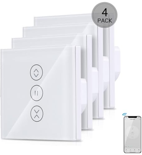 Nicoone WLAN Roller Shutter Switch, 4 Piece Smart Roller Shutter Timer, Smart WiFi Switch, Compatible with Alexa Echo and Google Assistant