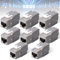 Leikurvo 8 unidades RJ45 CAT7 Keystone Module Jack blindado hasta 10 Gbps, módulo de red sin herramientas CAT7, blindaje STP RJ45 hembra CAT7 Jack, carcasa de metal, módulo óptimo para cable de red