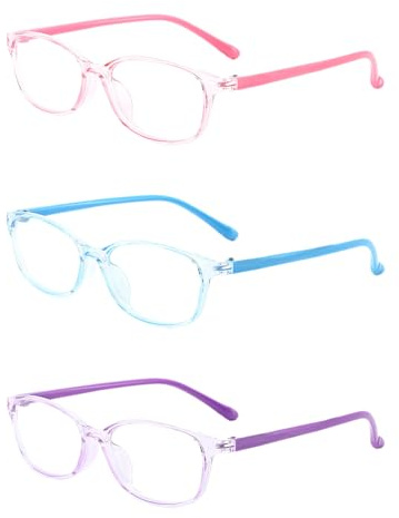 CVDYWDJIE 3 Piezas Gafas Infantiles Gafas Simples Monocromáticas Gafas De Lectura Gafas De Moda Para Niños Y Niñas Gafas Para Juegos De Computadora A Prueba De Luz