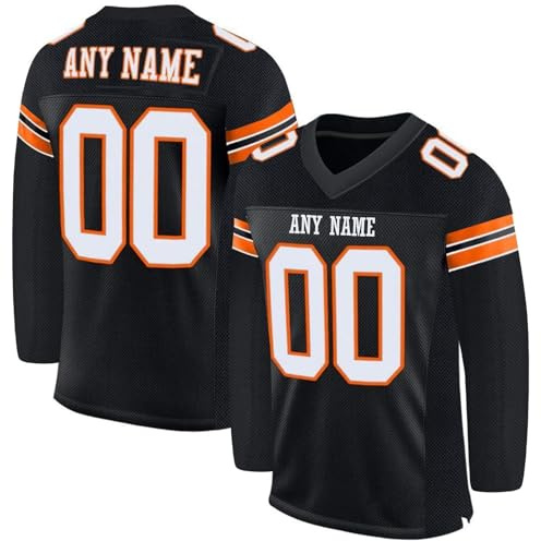 Customized American Football Jerseys, Personalized Printed Ice Hockey Shirts Rugby Uniforms Goalie Training Uniform with Team Name Number for Men Women Boys Girls
