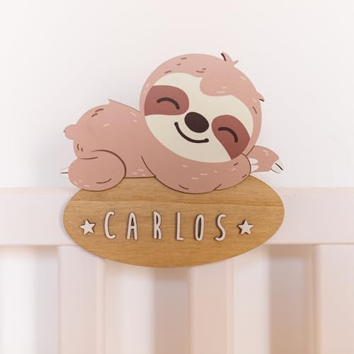 WONDEE Vintiun Placa Decoración Habitación Bebé Infantil de Oso, Nombres de Madera Personalizados para Puertas y Habitación Niñas y Niño, Cosas/Regalos Personalizados Originales para Bebés