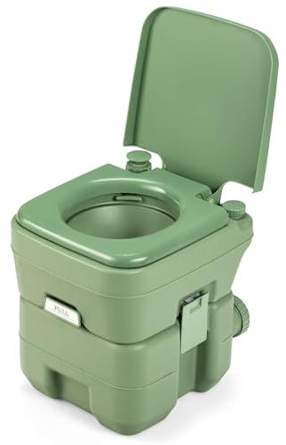 FANTASK 20L + 12L Campingtoilette mit abnehmbarem Abwassertank, Campingklo tragbar, Reisetoilette, Mobile Toilette (Grün)