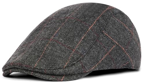 ACWOO Mens Tweed Flat Cap, Driving Hat, Newsboy Cap, Adjustable Fashion Newsboy Beret Hat, Driving Cabbie Flat Hat, Cambridge Cap Unisex, Hunting Hats for Men, Hunting Duckbill Hat