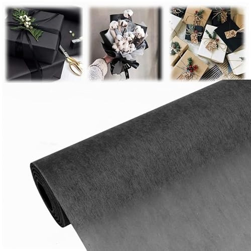Papperslöpare rulle svart, 30 cm x 25 m bordsband pappersduk svart bordsdekoration fleece tygliknande bordsduk rulle för födelsedag bröllop fest festlig dekoration jul presentförpackning