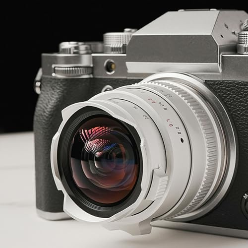12mm F2.0 -objektiv, APS C Stora Bländarkameralins, Manuellt Fokus, Multi -Layer Anti Reflective Coating Lens med M4/3 -montering för GX7 GF8 GF9 GH5 GH6 EPM1 EPM2 EM5 II EP6 (Silver)