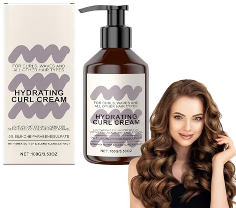 Crema Hidratante Para Rizos - Definción De Rulos, Protección Térmica Y Anti-Frizz Con Aceite De Coco - Para Cabello Grueso, Rizado Y Sensible - 100g