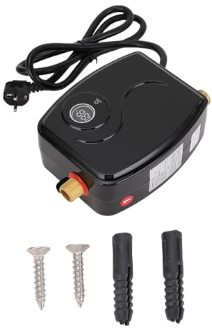 Marhynchus Scaldabagno Elettrico in Ottone con Controllo Touch Screen, 3000 W, Mini Installazione Verticale, Impermeabile IPX4, per Cucina, Bagno e (Plug 220v)