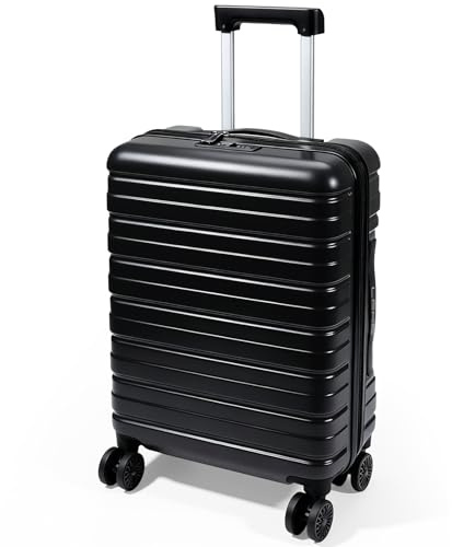 Lekebobor Handgepäck Koffer 55x40x20cm, Leicht Handgepäck Trolley mit TSA Schloss und 4 Silent Spinner Rädern, Hartschalenkoffer Klein für Ryanair, Lufthansa, Eurowings, 40L, Schwarz