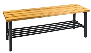 Abrollwerk Umkleidebank 100x40x42 cm – Sitzbank mit Schuhrost – Massives Buchenholz & Stahlgestell – Robuste Garderobenbank für Sport, Fitness, Schule & Betrieb – Turnbank Sozialraumbank