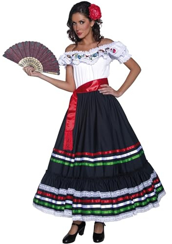 Smiffys Costume de sexy senorita authentique western, avec robe et écharpe Halloween