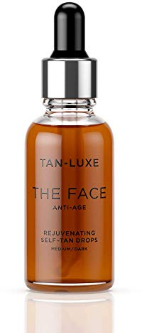 Tan Luxe The Face - Gocce autoabbronzanti, medi/scure (30 ml) aggiungono gocce abbronzanti anti anti invecchiamento, per la cura della pelle, per abbronzatura viso, cruelty free e vegan