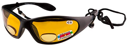 Remaldi Lunettes de pêche polarisées UV400 Bifocales enveloppantes Force +2,50 yeux pêcheurs Monture noire Verres ambrés Catégorie 2