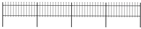 vidaXL Recinzione da Giardino con Punta a Lancia in Acciaio 714,5x80 cm Nero