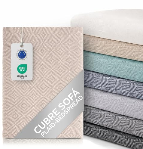 textil-home Textilhome Copridivano e Copriletto Multiuso – Telo Arredo Plaid Foulard Modello Dante, 180x285 cm, Copertura per Divano. Colore Camel, Certificato OEKO-TEX
