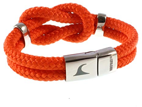 WAVEPIRATE® Segeltau-Armband Pure ST Orange 23 cm Edelstahl-Verschluss in Geschenk-Box Surfer Damen Frauen