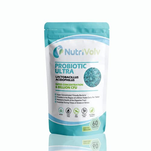 Probiotic 6 Billion CFU | 60 Tablets | Lactobacillus Acidophilus Supplements Perfect for Bacteria Culture, Colon | Support Healthy Gut Microbiome & Digestion System | Bloating Relief | UK Made