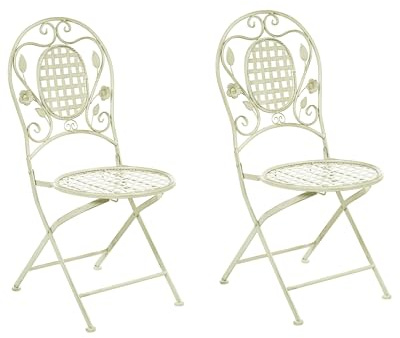 Beliani Set di 2 Sedie da Giardino Bistro Pieghevoli in Metallo Verde Chiaro