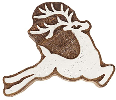 IBA Indianbeautifulart Textile Printing Block Deer Christmas Theme Hand Carved Wooden Stamp Wood Block Printing Textile Stamps for Fabric/Pottery Blocks-3.5