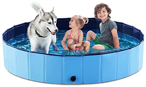 Jasonwell Foldable Dog Pool Collapsible Hard Plastic Swimming Pool Portable Kiddie & Pet Pool Doggie Wading Bath Tub for Puppy Small Medium Large Dogs Cats and Kids 63