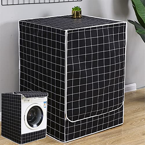 Odot Washer Dustproof Cover Front Load, Washing Machine Dryer Protector Sunscreen Waterproof Tumble Dryer Case Protective Cover for Most Front Loadi (M,Black)