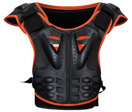 M&Catree Bambini Gilet Protettivo per Moto Protezione del Torace Proteggi la Schiena Gilet di Protezione Sci Giacca Protettiva - Arancione Nero, L