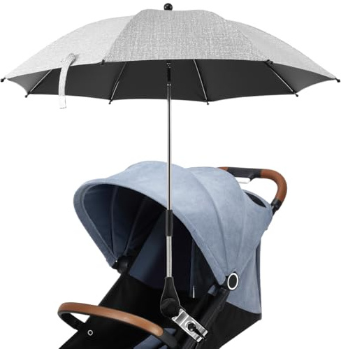 Barnvagnsparasol, universellt UV-parasoll för barnvagnar och buggy, 360° justerbar strandstol solskydd med klämma, solskydd barnvagn parasoll barnvagn paraply för uteplats strandstol barnvagn