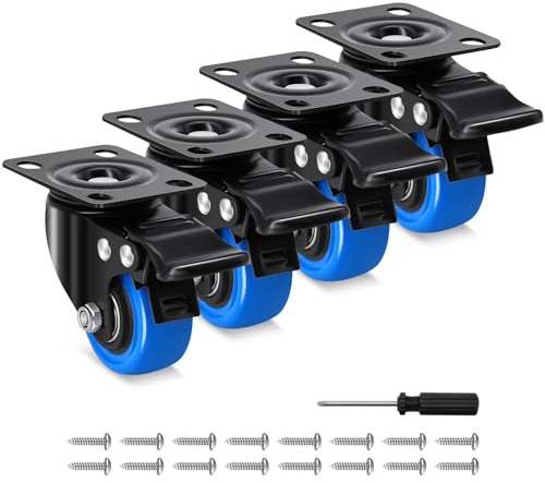 Humagineer Roulettes para Muebles Pesados 50mm, 360 Grados Roulettes Pivotantes con Doble Frein de Bloqueo, Poliuretano Ruedas Pequeñas Carga 270KG, Ruedas para Mover Muebles, Carros, Taller, Lot de 4