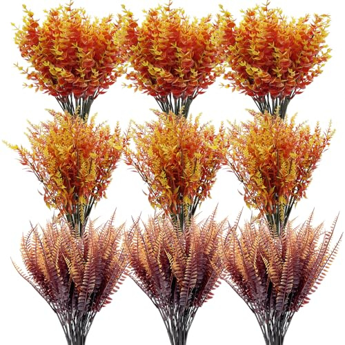 Kingrun 18 fasci di fiori artificiali autunnali, non sbiadiscono, piante finte per interni ed esterni, per finestre, portico, Natale, matrimoni, feste, casa, giardino, decorazione