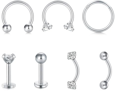 Briana Williams 16G Piercing Labbro Naso Anello Ferro di Cavallo Orecchino Acciaio Inossidabile Barbell per Sopracciglia Rook Spike