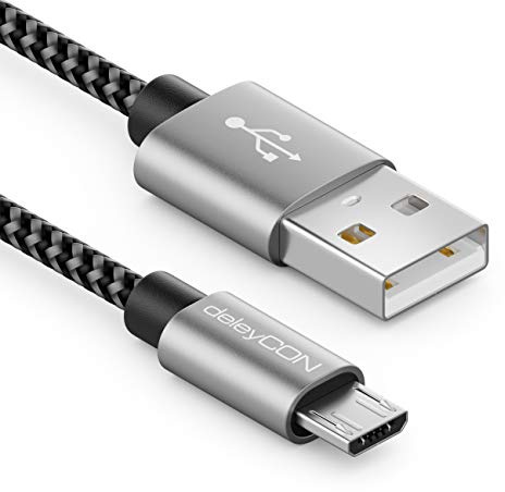 deleyCON 5m Nylon Micro USB Kabel Ladekabel Datenkabel Metallstecker Laden & Synchronisieren Handy Smartphone Tablet