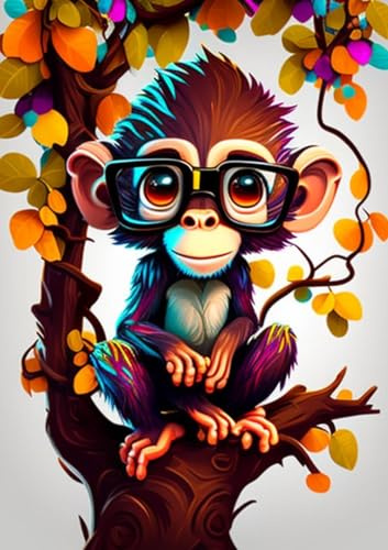 1000 Pieces Puzzles for Adults - Art Baby Monkey in The Tree Jigsaw Puzzle Challenging for Youth Fun Puzzle Family Educational Game Toys Holiday Activities Gift