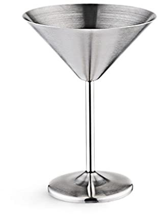 Plawee Copa de CóCtel de de Acero Inoxidable Copa de Vino de Base Alta Copa de Vino Irrompible Barra de Metal Copa de ChampáN Plata