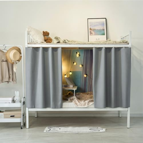 Cabin Bottom Bunk Bed Curtains Drapery Blackout Drapes Single Bed Tent Curtain Lightproof Dustproof Dormitory Bedding Canopy Students Shading Bedding Privacy Draperies Cloth for Single Sleeper Dorm