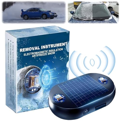 Zorkkra ﻿Electromagnetic Car Snow Removal Device, Car Defroster, Solar & USB Powered Anti-Freeze Deicer for Windscreen, Portable Ehicle Microwave Molecular Deicing Cars Defroster (Blue)
