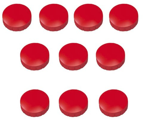 30x Rote Magnete, Ø 15, 20, 24 mm, Haftmagnete Rot für Whiteboard, Kühlschrank, Magnettafel, Magnetset 3 verschieden Größen, Rot
