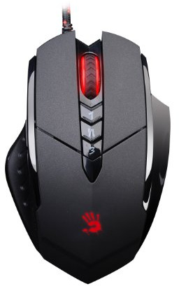 Bloody V7 Ergonomic Claw Grip Gaming Mouse with Rubberized Black Coating - Macros/Scripting/Automation - 8 Programmable Buttons - 3200 DPI