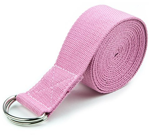 Crown Sporting Goods Yogagurt aus Baumwolle, mit D-Ring aus Metall, 3 m, Rosa