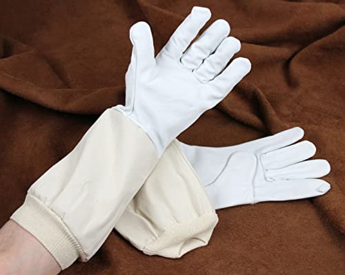 Premium Imkerhandschuhe, Bienenhandschuhe, echt Lederhandschuhe für den Imker in kräftiger, weicher Rindlederqualität - CE zertifizierter Imkerschutz