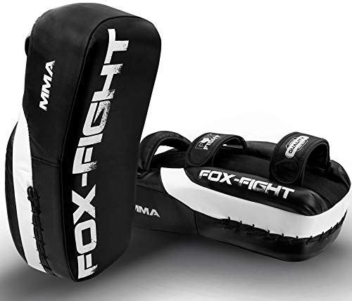FOX-FIGHT MMA 2X Schlagpolster Arm Schield professionelle hochwertige Premium Qualität aus echtem Leder Handpratzen Schlagpratzen Pratzen Schlagkissen Boxpads Training MMA Kickbox 38x19x14cm