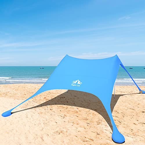 Night Cat Abris de Plage Lycra Tente de Plage Ombre Tente Abri Auvent Protection UV UPF50+ avec Sac de Sable Ancres pour Plage Pique-Nique Pêche Camping