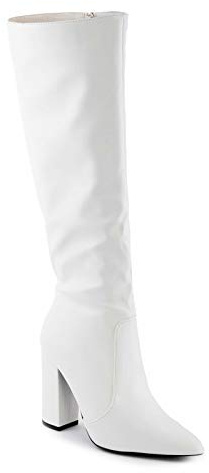 Toocool Bottes Femme Cuissardes Bout Pointu Talons Hauts Similicuir Élégantes X8056 [36, Blanc]