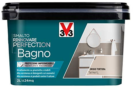 V33 Smalto Rinnovare Perfection Bagno Grigio Tortora Satinato 2 L