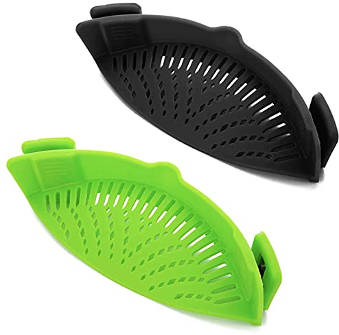 2 Pcs Clip on Strainer, Pot Strainer for Pasta Meat Vegetables Fruit, Silicone Strainers - Fit All Pots Bowls.
