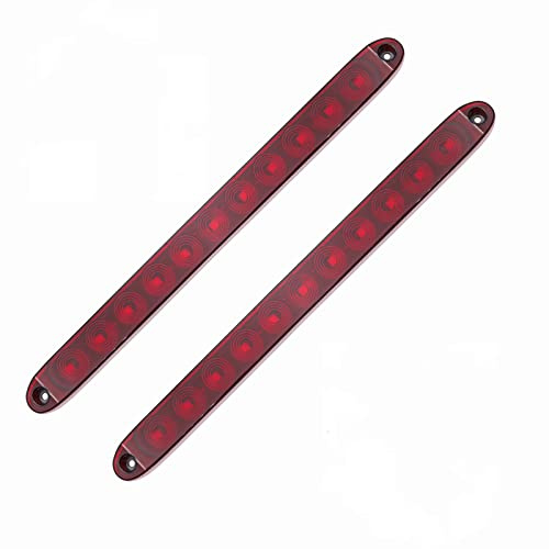 YnGia 2 luces traseras de parada de montaje alto para coche, color rojo, tercera luz de freno, 24 V, universal, resistente al agua, 11 luces LED, para remolque, camión, camioneta, furgoneta, SUV, RV