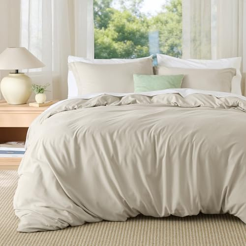 Bedsure Duvet Cover Queen Size - Soft Double Brushed Bedding Set for Kids & Adults, Zipper Closure, 3 Pieces, Includes 1 Duvet Cover (90x90) & 2 Pillow Shams, NO Comforter, Linen