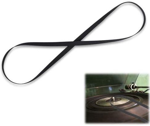 Agatige Correa para Tocadiscos, Correa de Repuesto para Tocadiscos de 49 cm Correa de Transmisión de Grabadora de Goma para Reproductor de Discos de Vinilo Retro Apto (Negro)