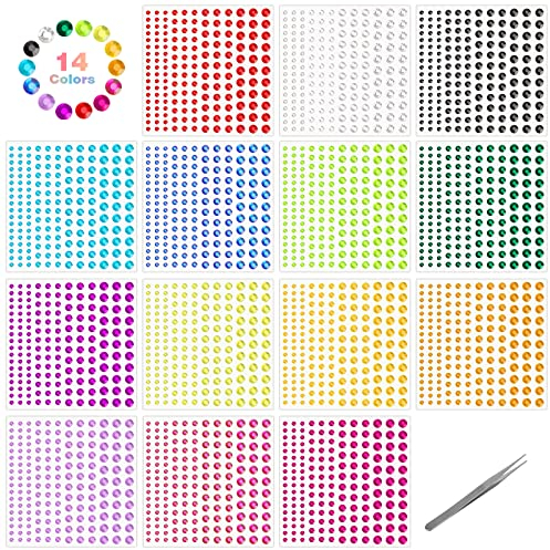 2310 PCS Brillantini Adesivi Di Gemme 14 Fogli Brillantini Make Up Strass Adesivi Per Viso Con Le Pinzette Adatto Per Il Trucco Della Decorazione Delle Unghie Degli Occhi Del Corpo Del Viso