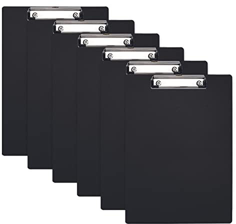 A4 Porte-Blocs,Lot de 6 Planchettes à Pince Avec Clip,Clipboard Porte-Formulaires(Noir)