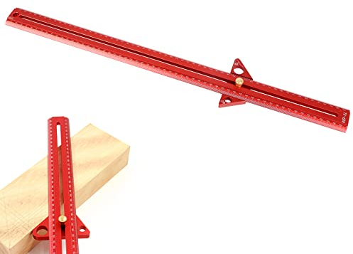 T-Typ-Quadrat-Lineal Rechtwinkliger Anreißer,CEIEVER T-Type Anreißwerkzeug Aluminiumlegierung Scriber Aluminium-Markierungslehre für Zimmermannsvermessung (600mm)